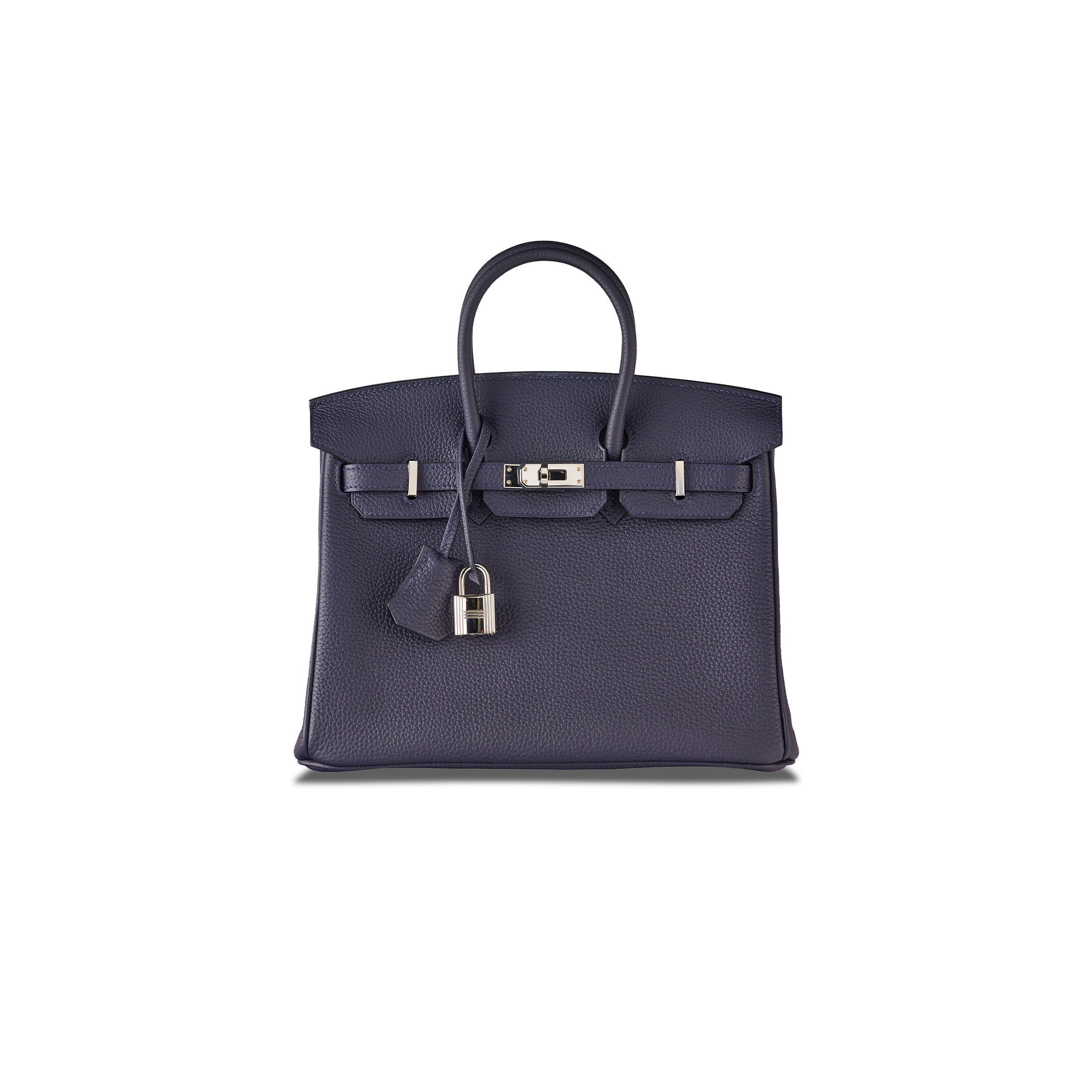 HERMES BIRKIN 30 TOGO LEATHER MIDNIGHT BLUE POPPY ORANGE SILVER BUCKLE BAG 454074 (30*23*15cm)